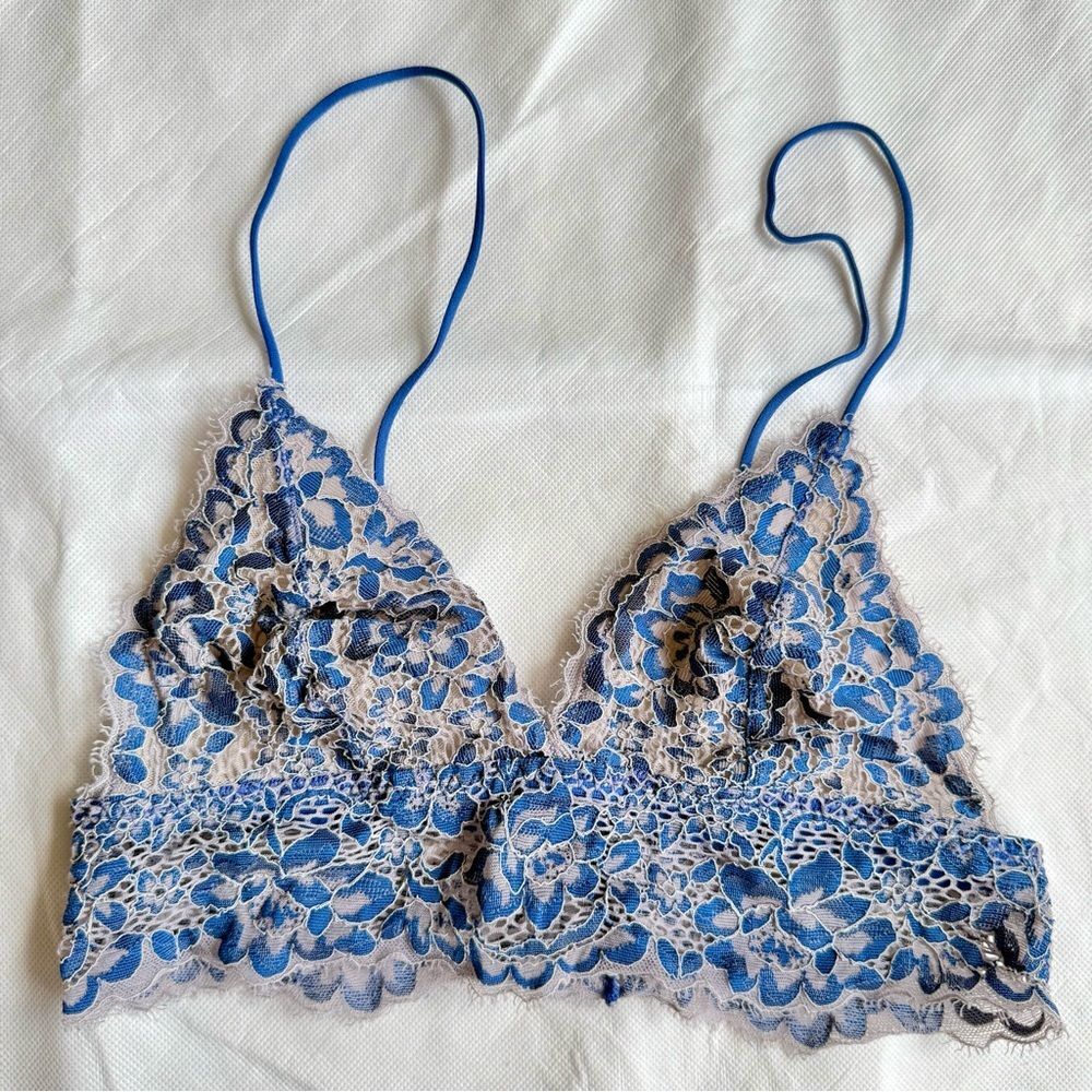 Cosabella Pret a Porter Triangle Bralette, Navy Blue/Canvas, Sz S, EUC